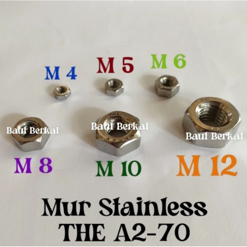 mur stainless steel SUS 304 M5 mur stainless m6 m8 mur THE m6 mur THE m8 mur stainless m5 mur hex m6