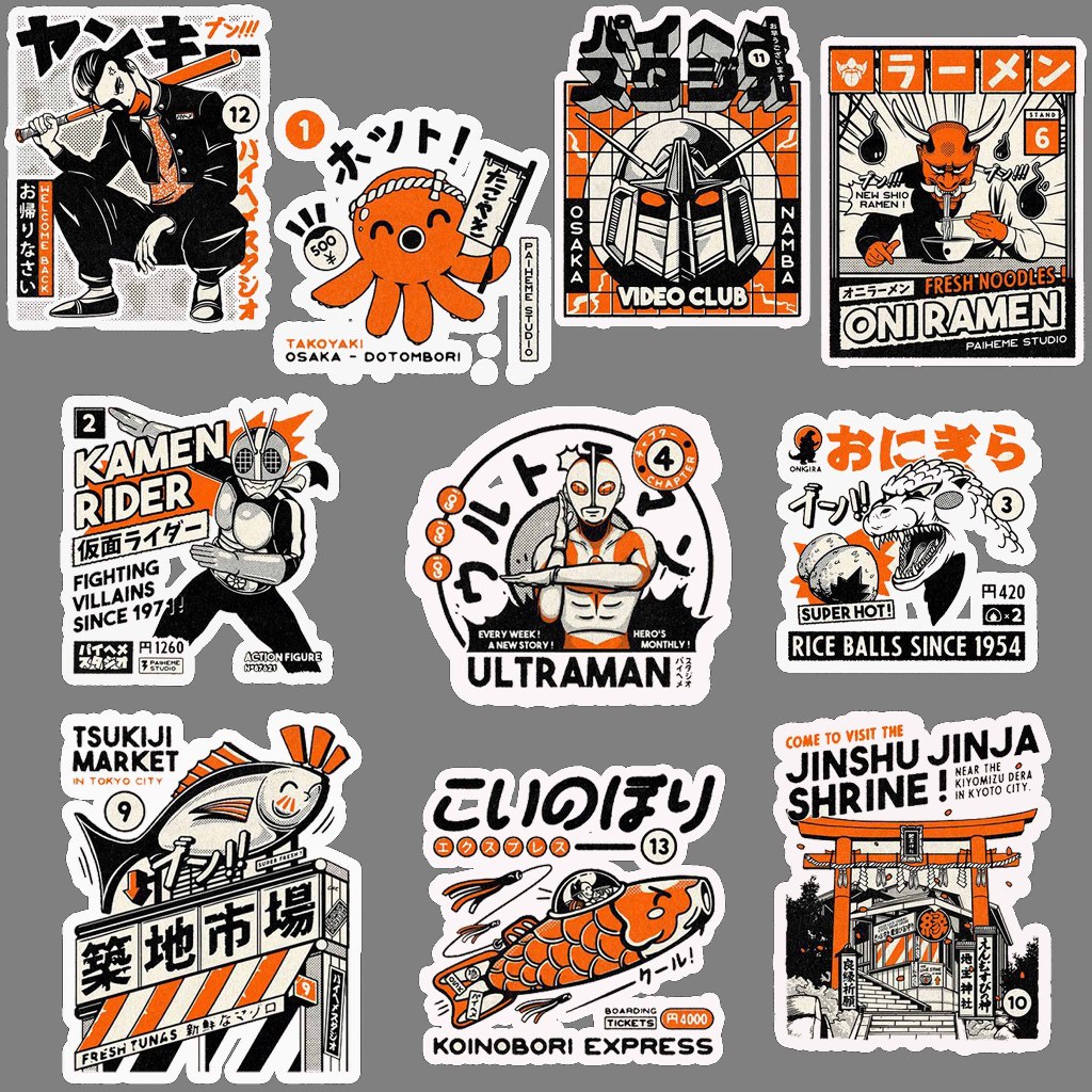 

Stiker / Sticker japan Aesthetic Tumblr isi 10 pcs Untuk Case Handphone Laptop