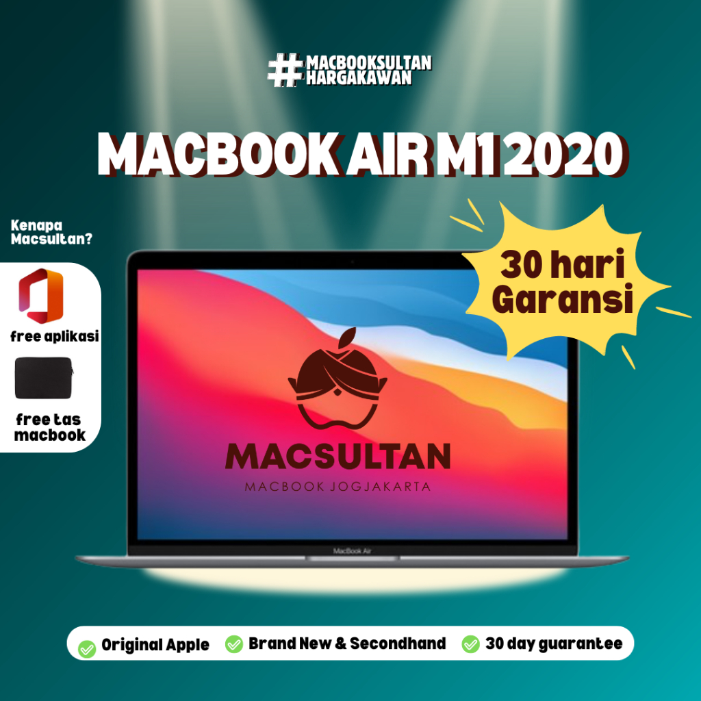 MACBOOK AIR RETINA 2020 CHIP APPLE M1 SECOND ORIGINAL MURAH