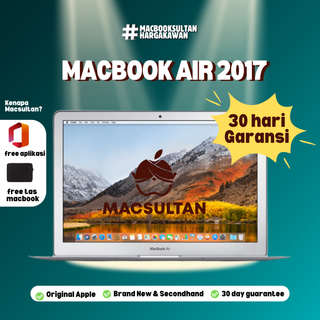 Macbook Air 2017 13" Inch RAM 8/16 GB SSD 128/256 GB i5 i7 Original 100% Second Laptop Apple Termura