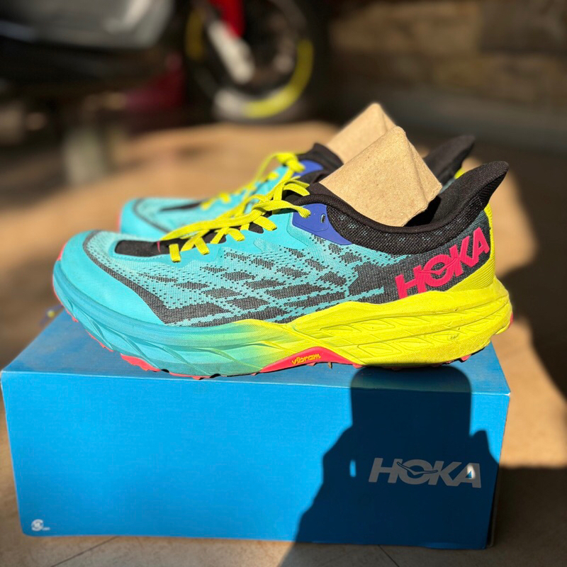 Hoka speedgoat 5 wide trail hiking shoes scuba blue black
