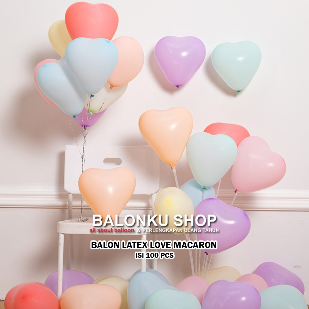 Balon Latex Love Macaron isi 100 pcs / Balon Love Macaron / Balon Love