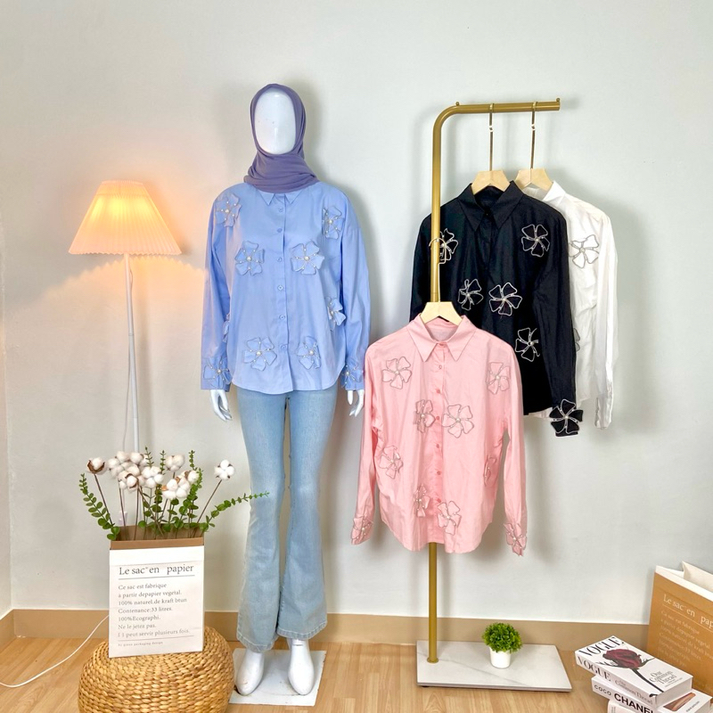 ✨COD✨Kemeja Wanita Bunga-Bunga Import Bangkok