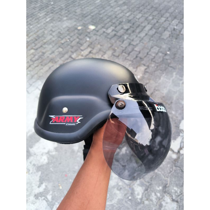 Helm HBC Army Solid Polos Helm Retro Army