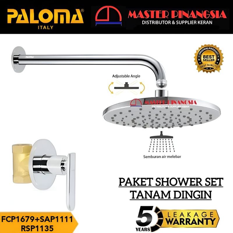 PALOMA Keran Shower Tanam Mandi Set Paket Komplit Kran Air Dingin Sower Kamar Mandi Chrome FCP 1679+