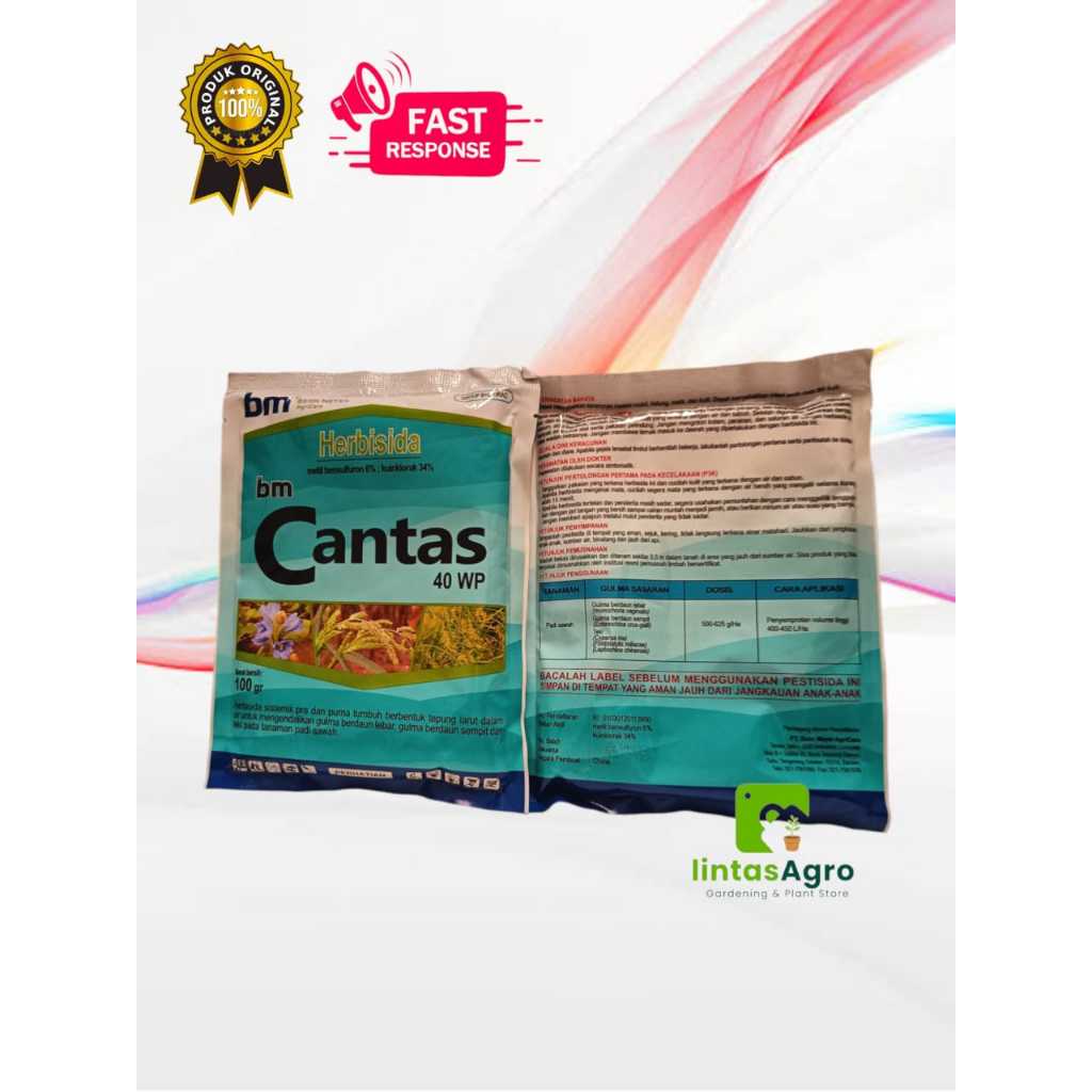 HERBISIDA SELEKTIF PADI BM Cantas 100 gram - BAHAN AKTIF metil bensulfuron 6% kuinklorak 34% MENGATA