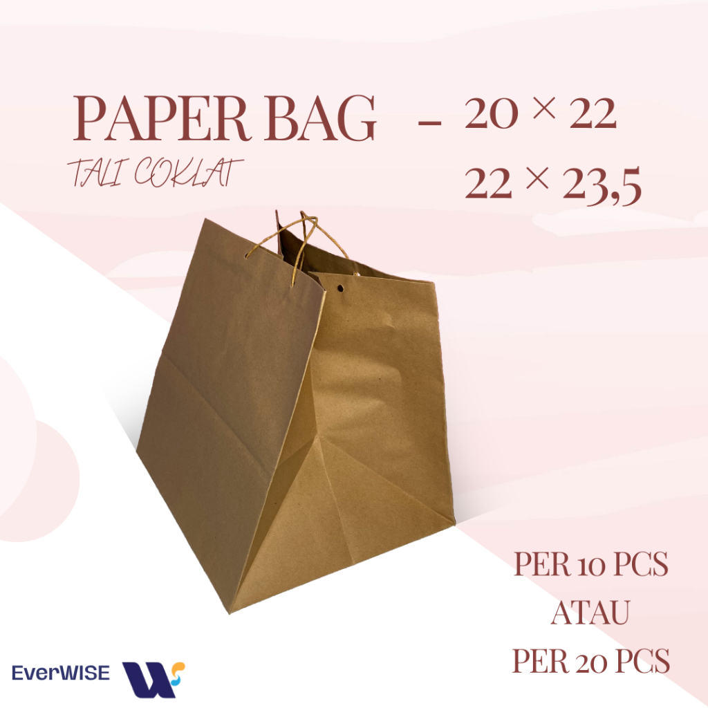 

Paper Bag Coklat Polos / Tas Kertas Belanja / Shopping Bag Tali Coklat | Uk. 20 x 22 / 22 x 23.5
