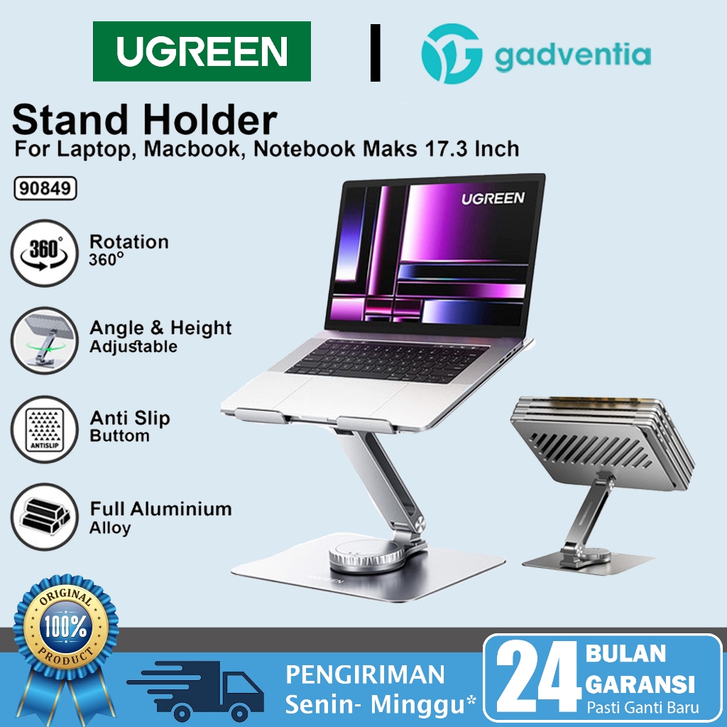 UGREEN Stand Desk Holder Foldable Dudukan Laptop Macbook Notebook Laptop Max 17.3 inch' Rotate 360° 