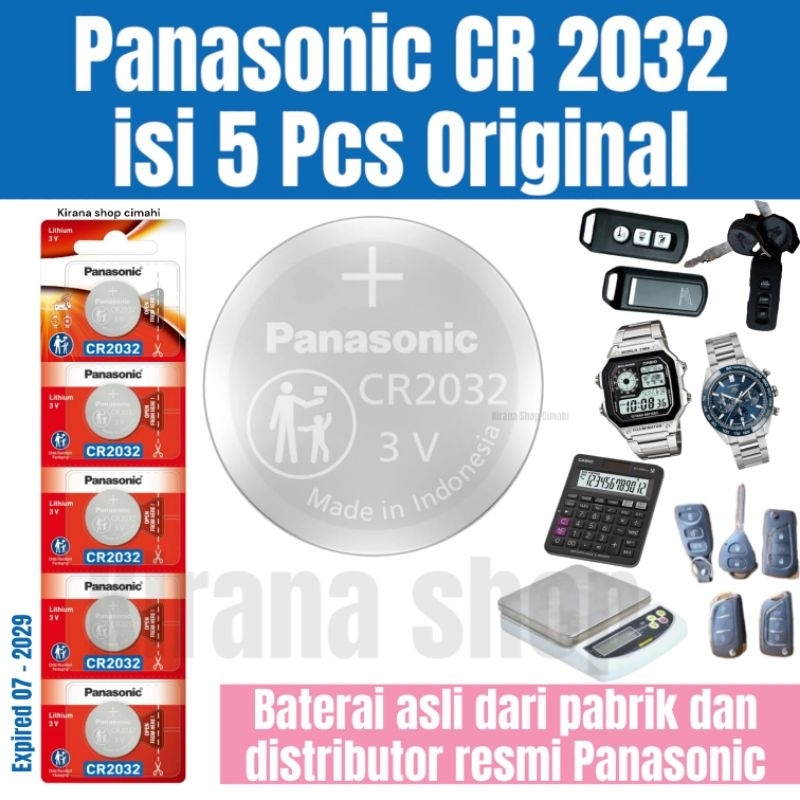 Velopiii67 Baterai Panasonic Cr 2032 Isi 5 Pcs Original / Cr2032 Koin / Lithium Coin Battery 3V