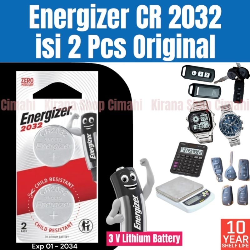 CR 2032 batre kancing Energizer Original Lithium Battery 3volts ISI 2 PCS