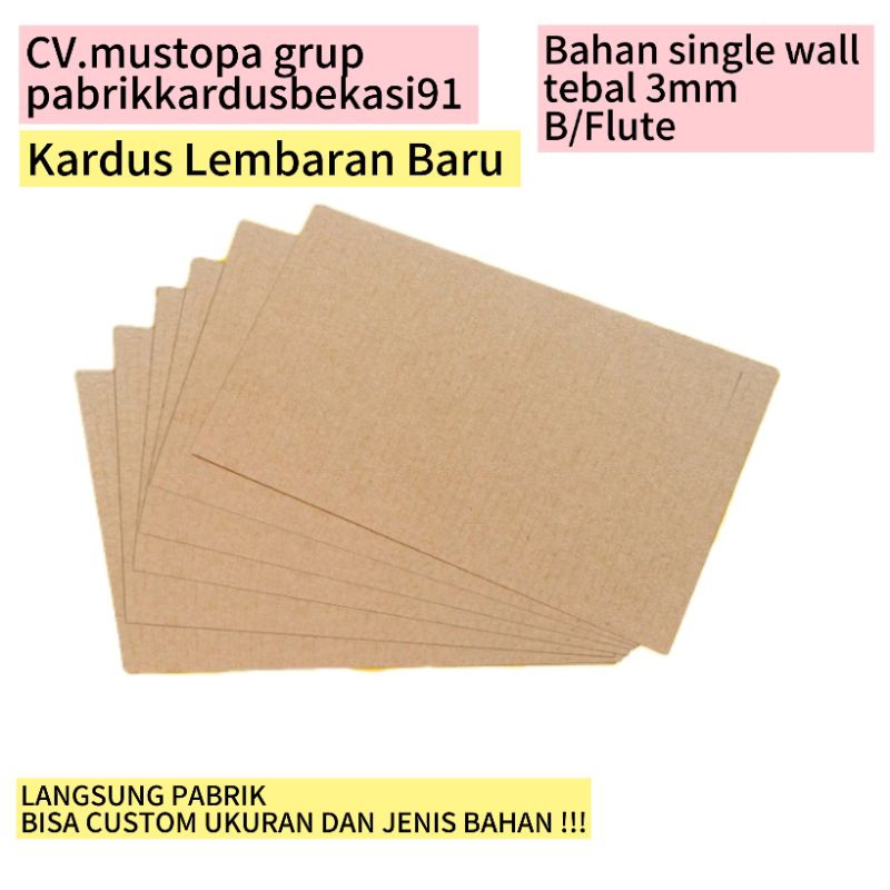 

Kardus Lembaran ukuran 85x75cm Baru Polos B Flute