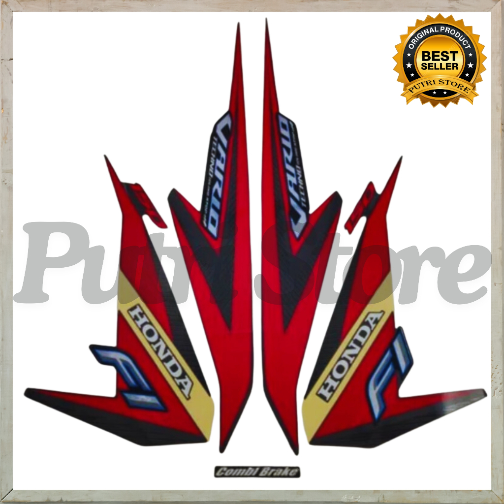 Stiker Striping Honda Vario Techno 125 2015 Hitam Merah List Body Motor Vario Techno 2015