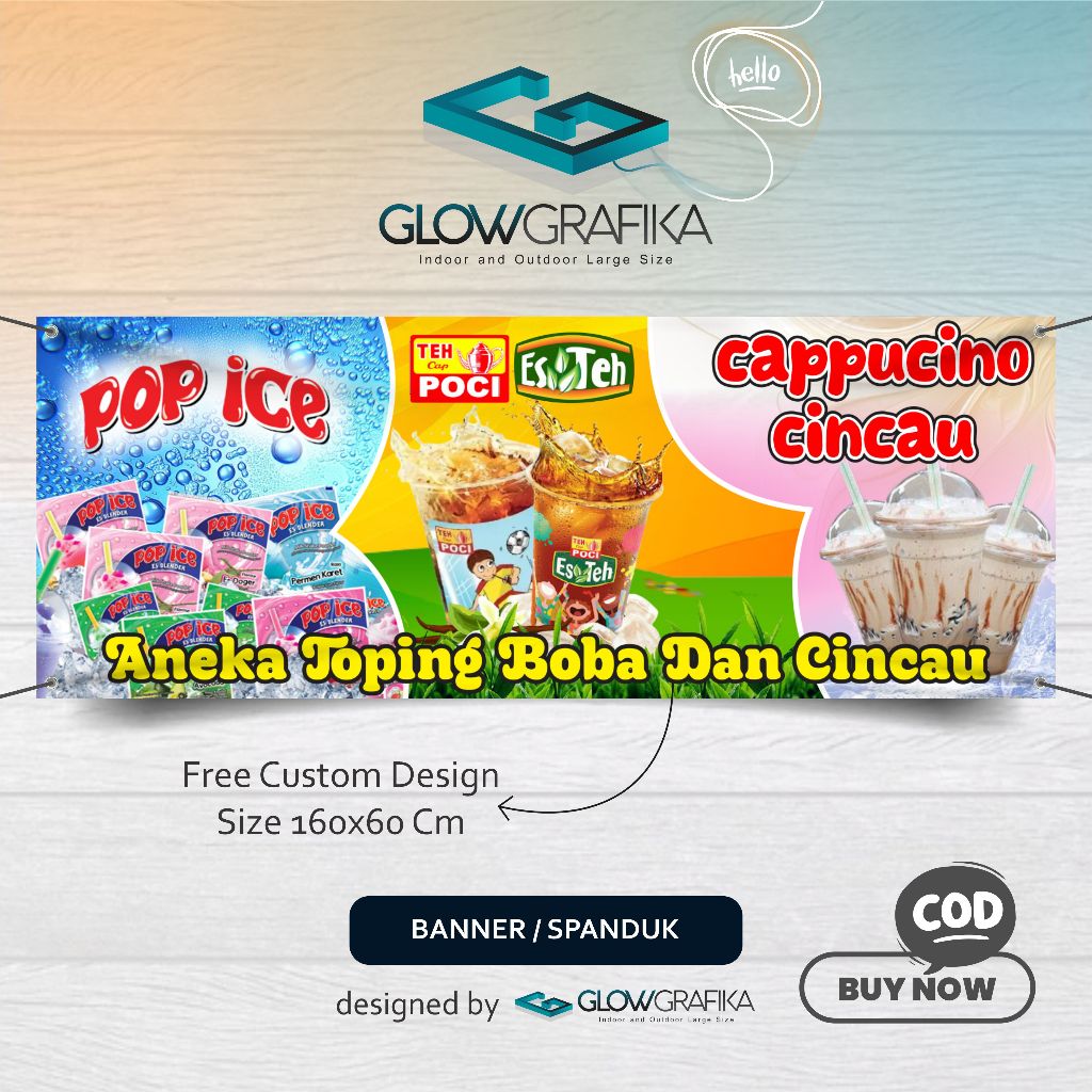 Cetak Spanduk Banner Pop Ice Cappucino Cincau