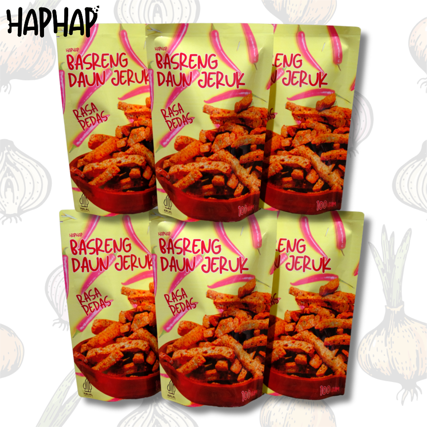 

6 pcs Haphap Basreng Daun Jeruk PEDAS 100 gram