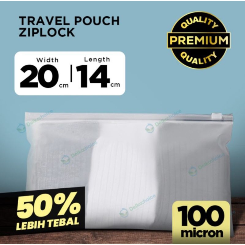 Travel Pouch Organizer PREMIUM 20x14 / Plastik Pouch Ziplock Serbaguna Delkochoice