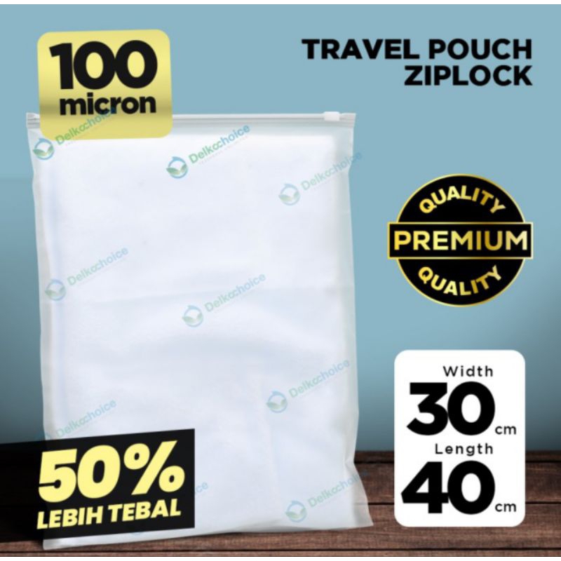 Travel Pouch Organizer PREMIUM 30x40 / Plastik Pouch Ziplock Serbaguna Delkochoice