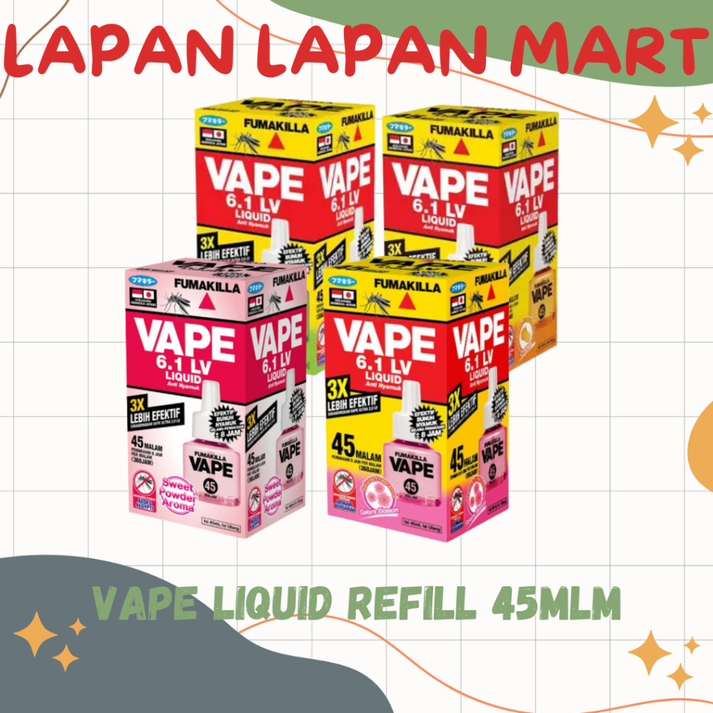Vape Liquid Refill 45mlm (Anti Nyamuk)