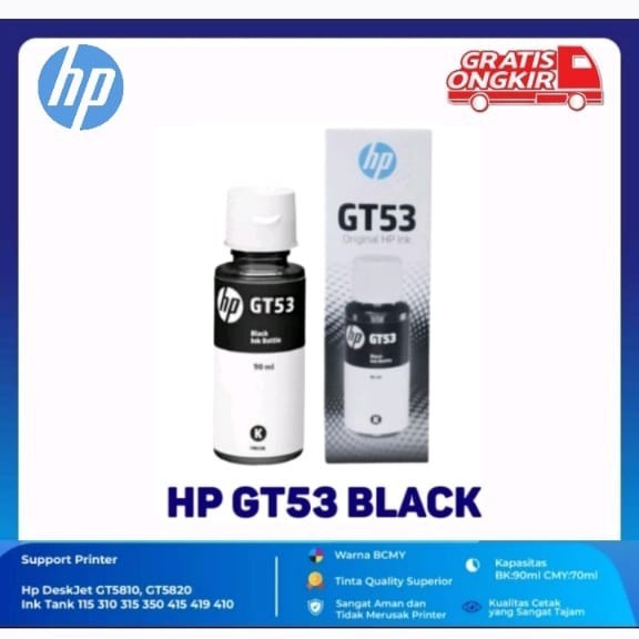 Tinta Refil HP GT53 Black Original Printer Ink Tank 115 310 315 319 - Hitam