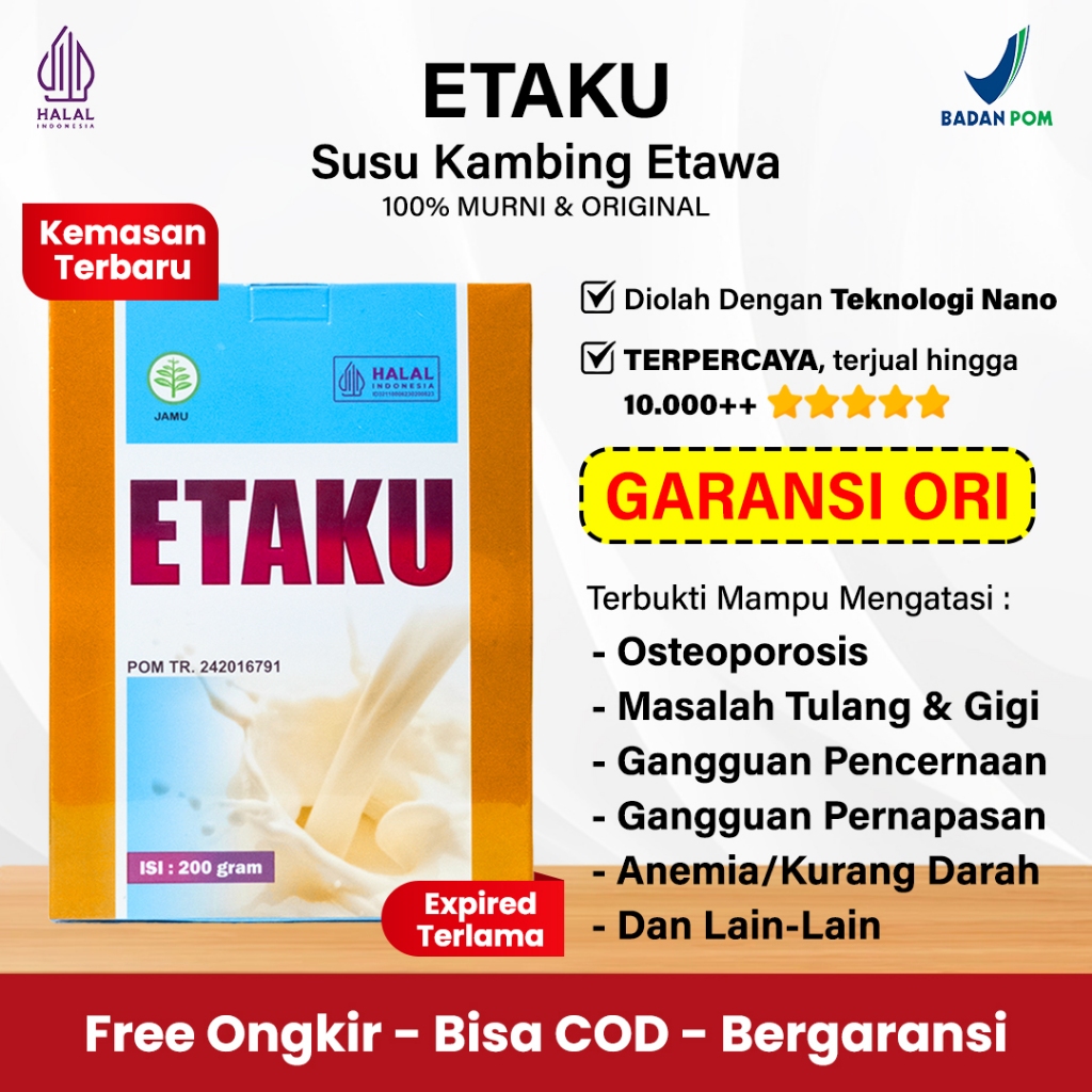 

Susu Kambing Bubuk Etawa Etaku Goat Milk Murni Asli Original Bubuk Suplemen Kesehatan Walatra 200 gr