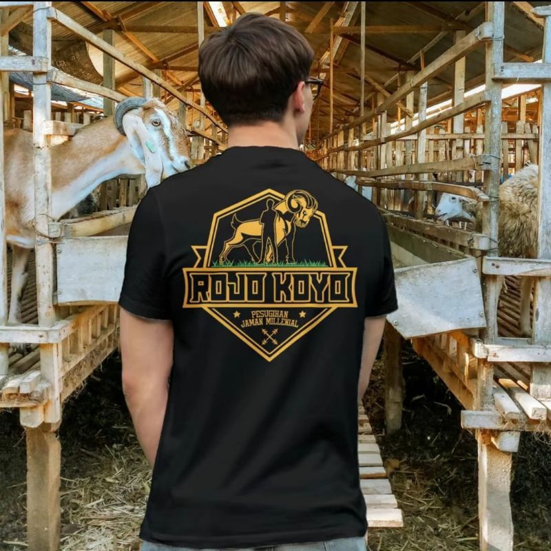 KAOS ROJO KOYO KAMBING CORAK GOLD