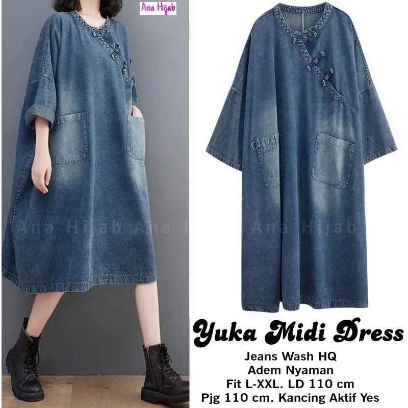Yuka Midi Dress Jeans Jumbo