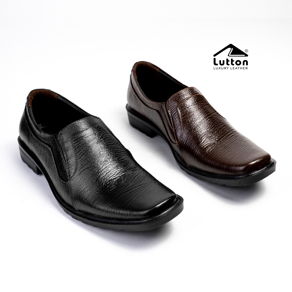 Sepatu Resmi Pria Pantofel Kulit Asli Lutton Hitam dan Cokelat