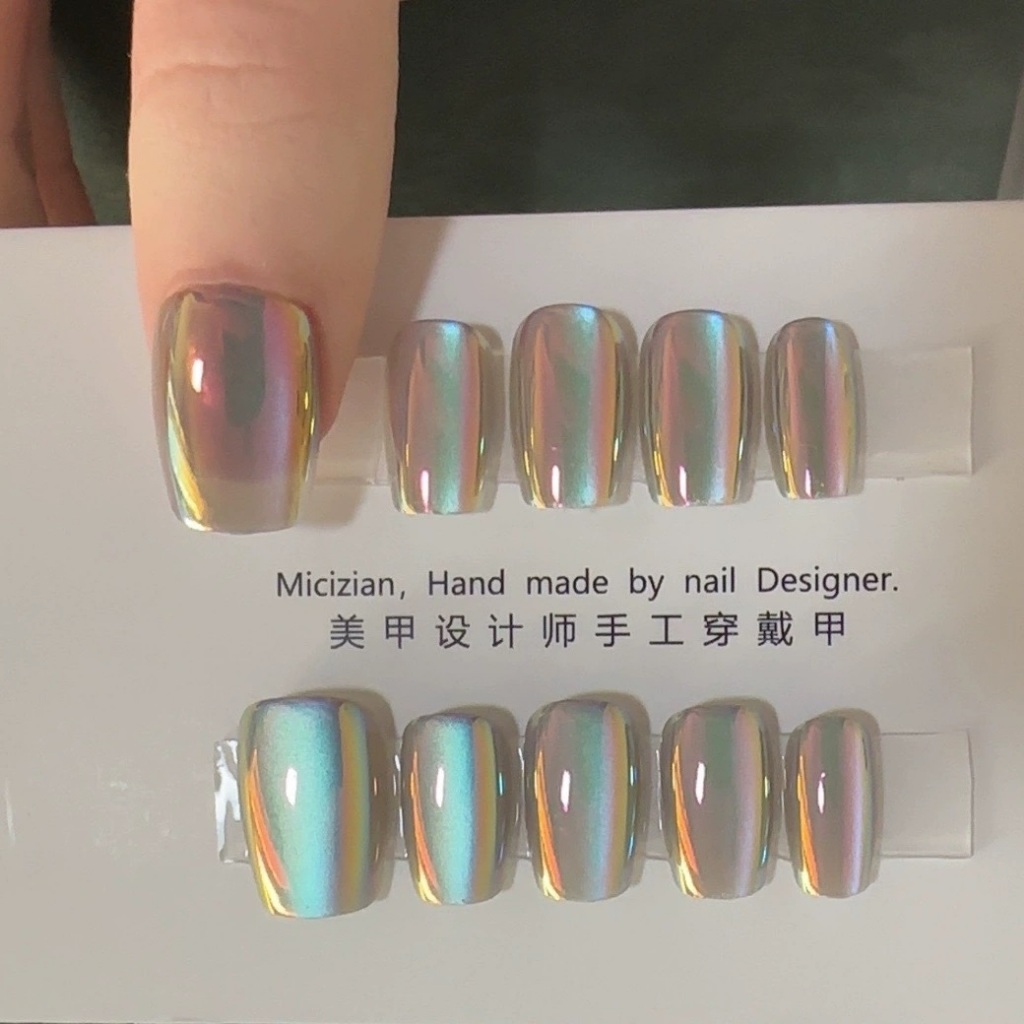 Aurora - Kuku Palsu + Lem - Korean Premium Nails PRESS ON NAILS / FAKE NAILS Cat Eye Nail Art