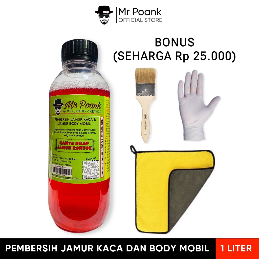 Mr Poank 1 Liter Cairan Pembersih Jamur Kaca Mobil dan Kerak Body Mobil Paling Ampuh 1 Liter