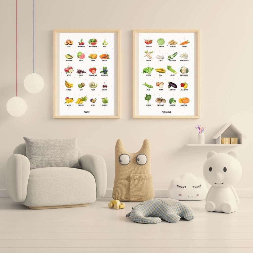 Poster Edukasi Anak Pendidikan Paud TK SD Seri Vegetables Aesthetic Sayur-sayuran Sayuran Vegetable 