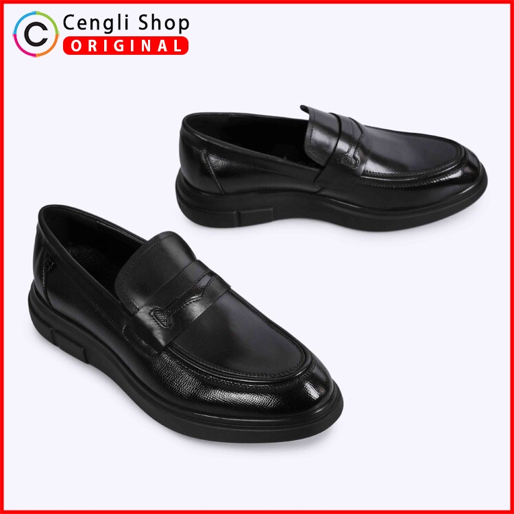 SEPATU FORMAL EVERBEST PRIA ORIGINAL PANTOFEL KULIT ASLI HITAM EM45