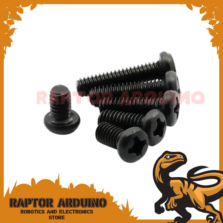 Baut Nylon Hitam M3x6 Round Head Baut Nilon Hitam M3 x 6 Plastik Nylon