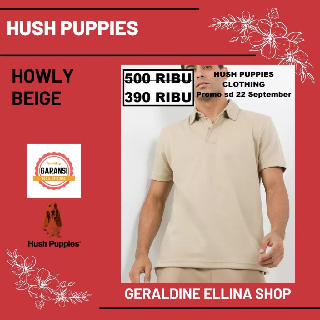 Kaos Hush Puppies pria model kerah sale original store seri HOWLY