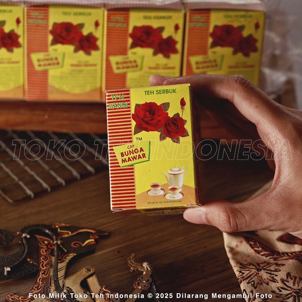 

Teh Indonesia - Teh Cap Bunga Mawar 1pcs 50gr Teh Tubruk Aroma Mawar Rose Tea Indonesian Heritage Tea