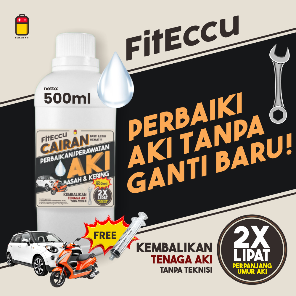 Termurah Fiteccu Air Aki Kering Cairan Vitamin Perbaikan Perawatan Aki Eccu Kering Basah Motor Mobil