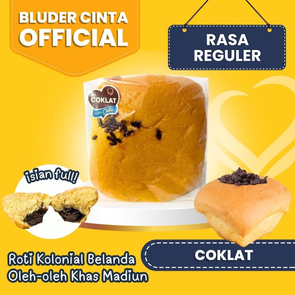 

Rasa COKLAT Roti Bluder Cinta - 50 Gram - Oleh oleh Khas Madiun - Roti Bakery