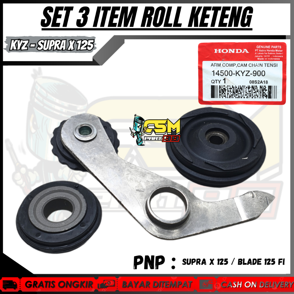 ( HONDA KYZ ) SET 3 JENIS ROLL KETENG SUPRA X 125 HEIM IN / PLAT  TAHANAN ROLL KETENG BLADE 125 F1 /