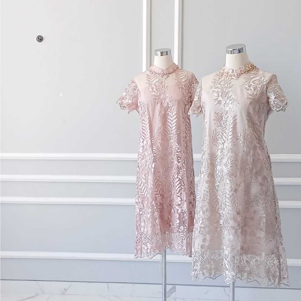 Natalie Dress | Gaun Pesta Dewasa Perempuan Cewek Wanita | brokat/ rok lilit / kebaya modern