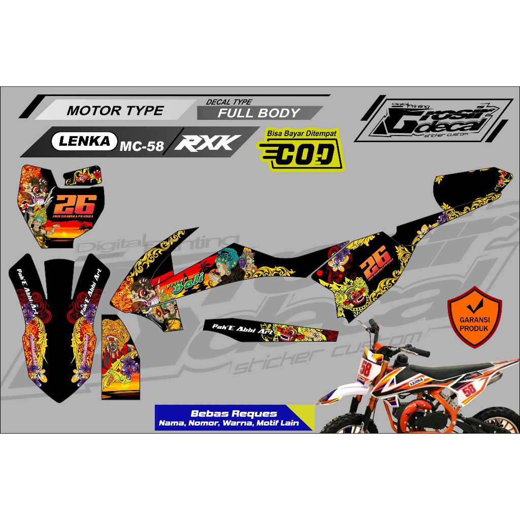 Sticker Stiker Trail Mini 50cc LENKA / RXK / PCMOTO / MINIMOTO Full Body