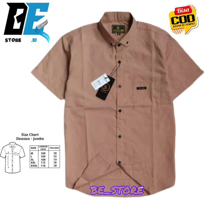 Kemeja Polos Warna Coksu Mocca Lengan Pendek |Hem Pria Katun Slimfit Premium | Kemeja Kasual Dewasa 