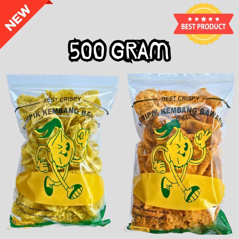 

[COD] Keripik Kembang Bawang 500gram + Kerpiki bawang + Keripik + Keripik Geplak + Keripik Pangsit