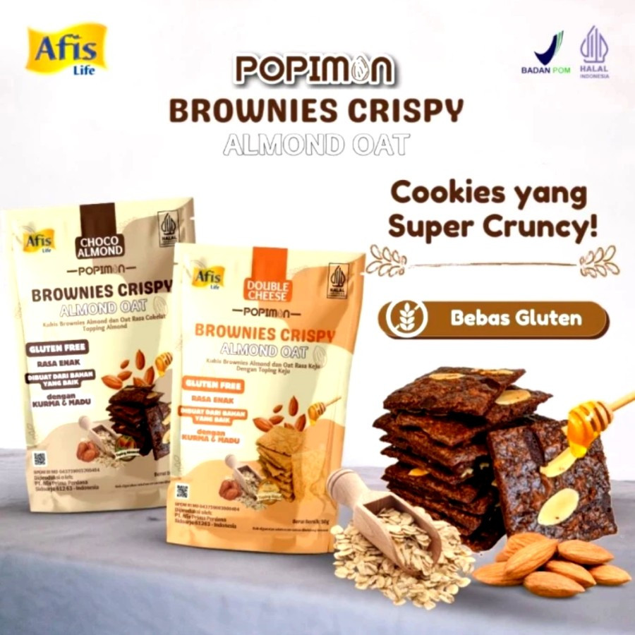 

Afis Popimon Brownies Crispy Almond Oat - Camilan Sehat Keluarga