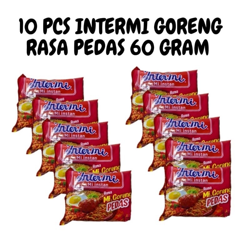 

10 PCS INTERMI GORENG RASA PEDAS KEMASAN 60 GRAM NEW PRODUK BY INDOFOOD ICBP TS