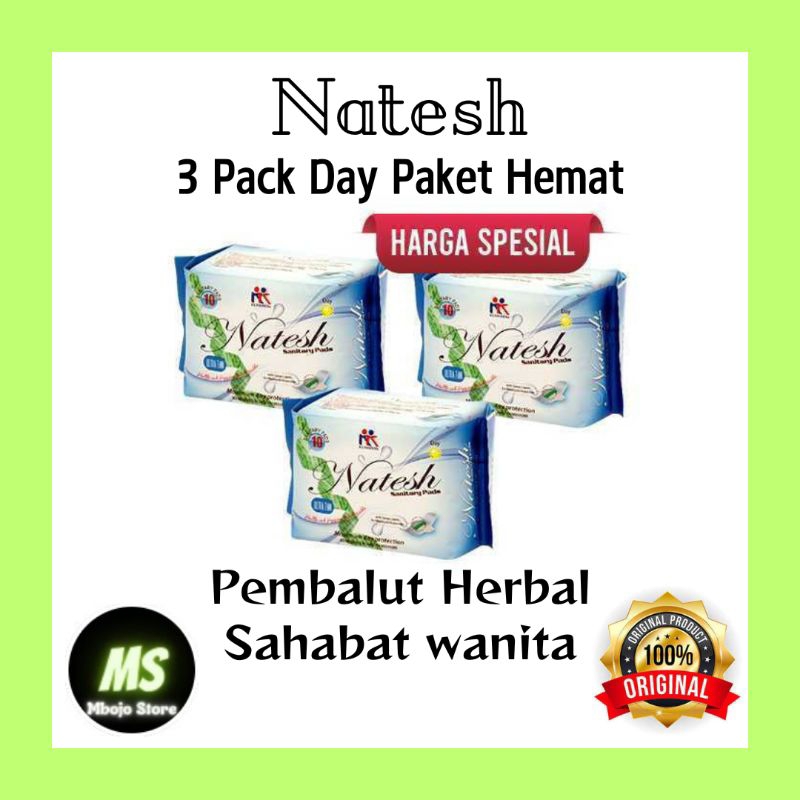 3 PACK PEMBALUT NATESH DAY HARGA LEBIH HEMAT PEMBALUT HERBAL PEMBALUT KESEHATAN PEMBALUT NATES PEMBA