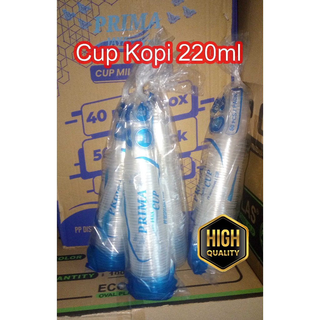 Gelas Plastik Bening Cup Gelas Aqua Gelas Kopi 220 ML 1dus isi 2000 pcs