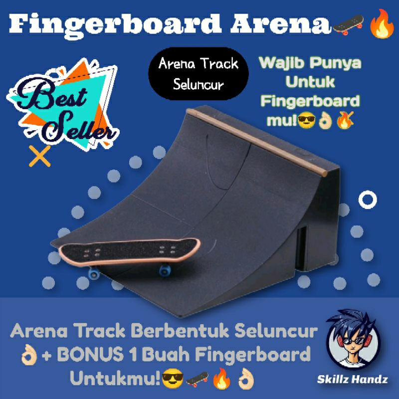 Arena Track Fingerboard (Arena Bermain Seluncur) Bahan Plastik Hitam