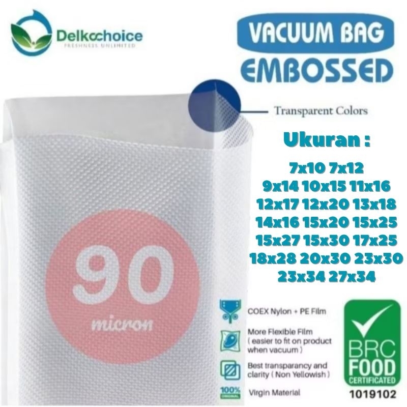 Plastik Vacum EMBOSS Vacuum Vakum Makanan Bag Sealer Delkochoice