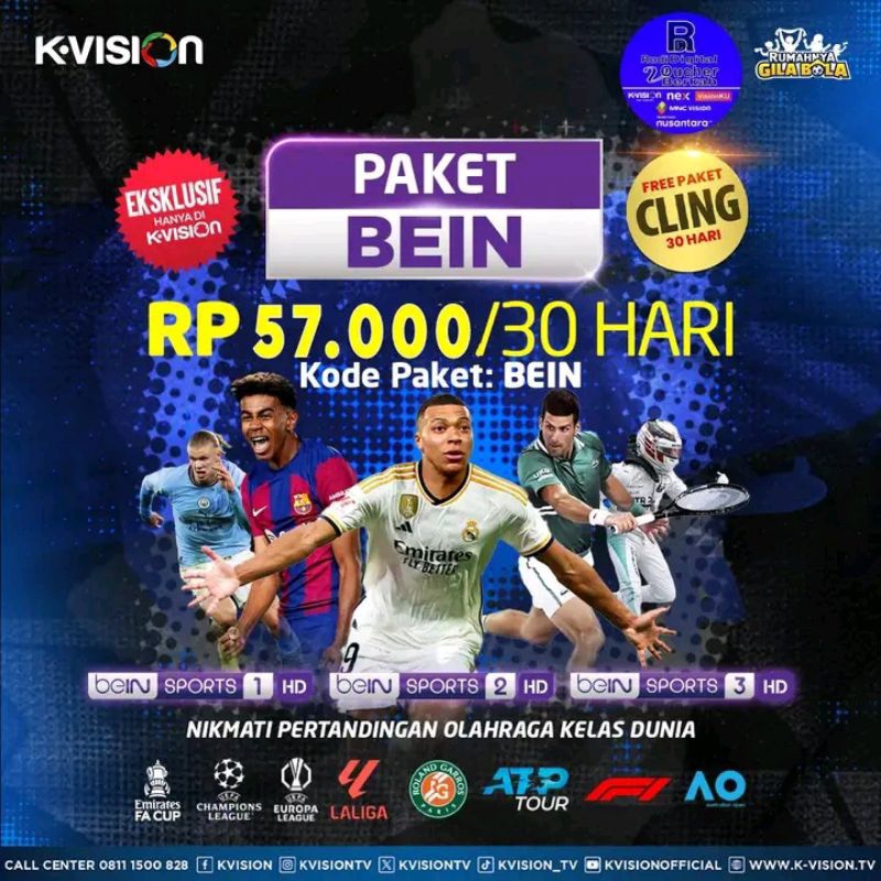 PAKET BEIN SPORT 30hari K-VISION