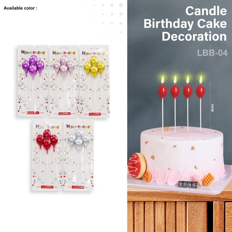 Lilin Panjang Motif Balon isi 4/Lilin Ulang Tahun/Lilin Happy Birthday Unik/Lilin Ulang Tahun Anak