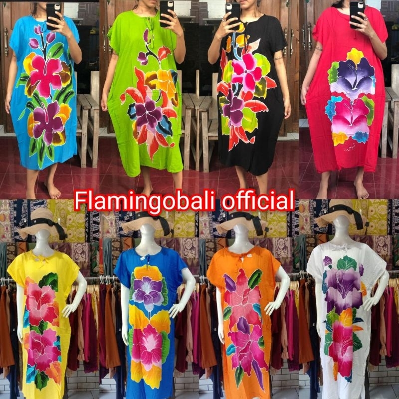 Daster lukis bali jumbo Dress bali lukis bahan rayon Kaftan lukis bali jumbo