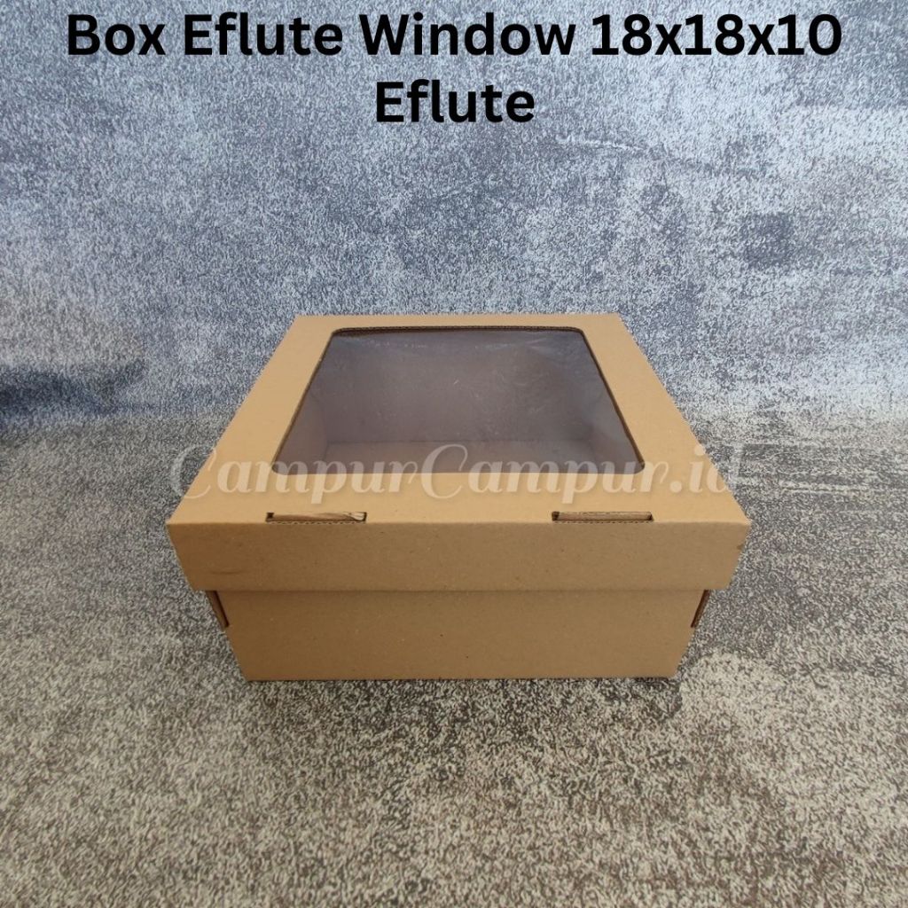 

Box Kardus Eflute Coklat Window 18x18x10 Cm Packaging Hampers Kotak Kue Tart Makanan Bolu Brownis